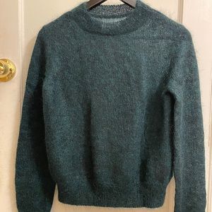 Wool Square Cut Sweater, Forest Green